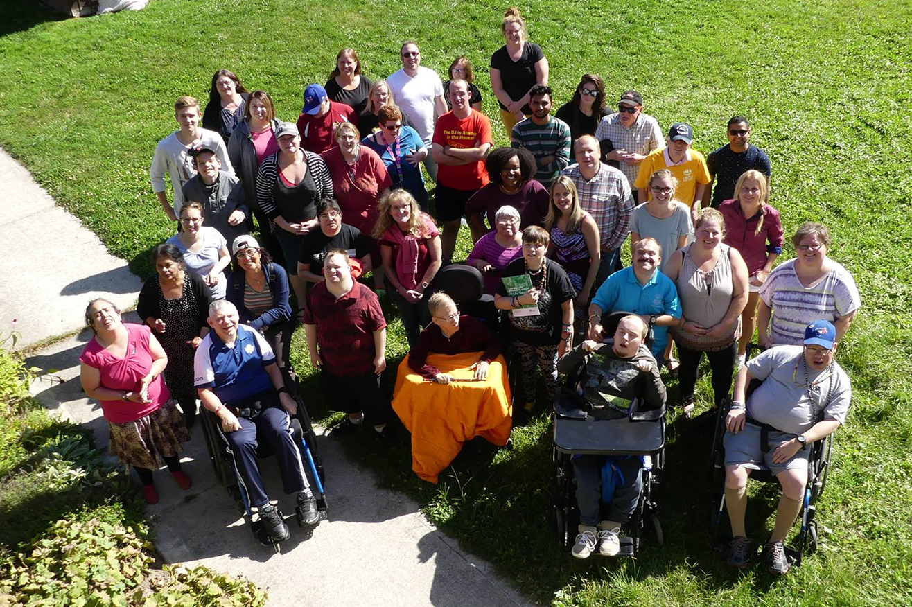 Stratford - A group of community members from above outside